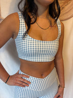GINGHAM PRINT SPORTS BRA