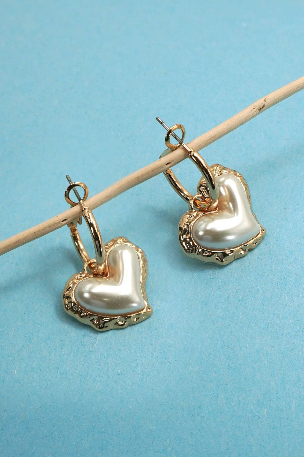 PEARL HEART DROP EARRINGS