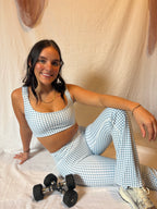 GINGHAM PRINT SPORTS BRA