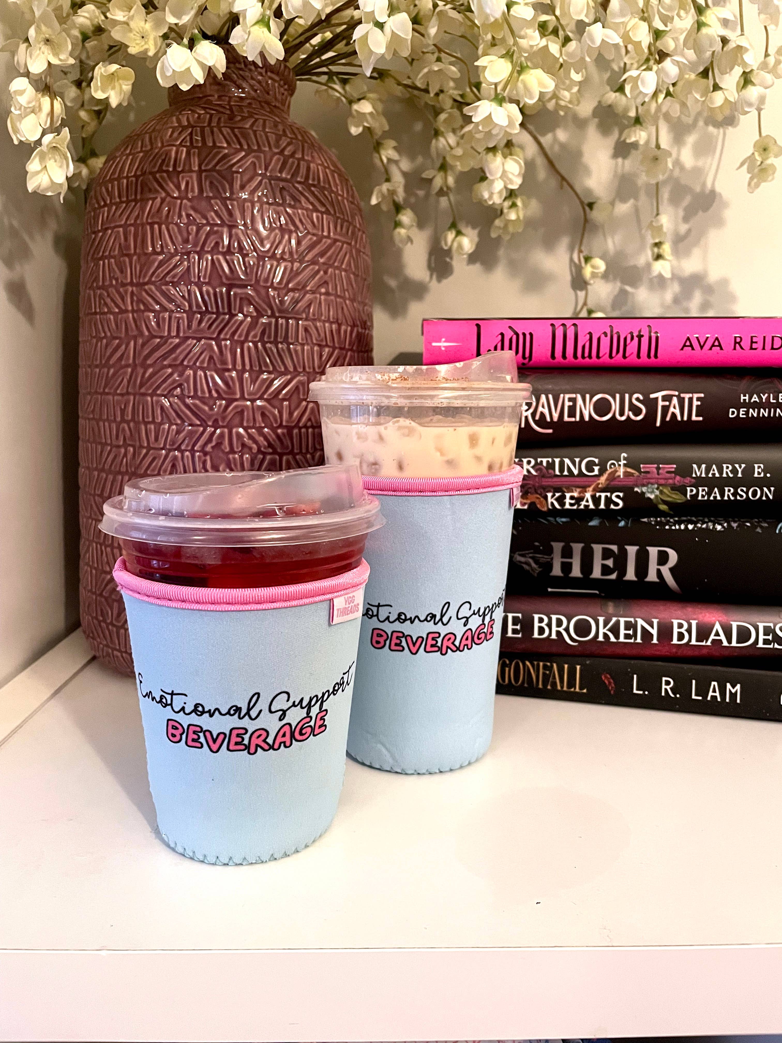 Blue 'Emotional Support' Iced Coffee Drink Sleeve - Small