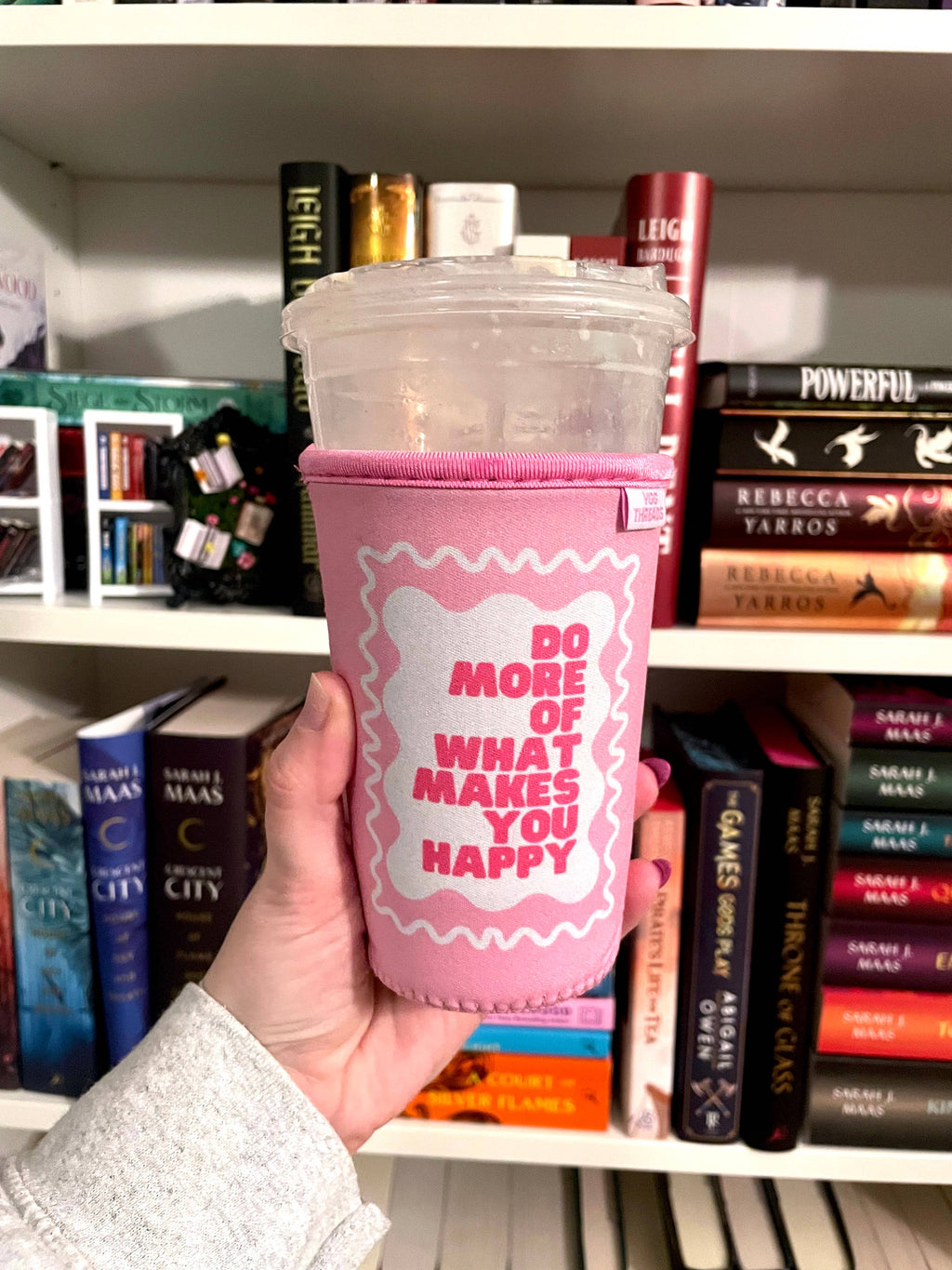 Pink 'Do More Happy' Iced Drink Sleeve - Medium