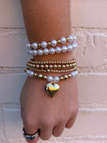 PEARL BEADED HEART BRACELET SET