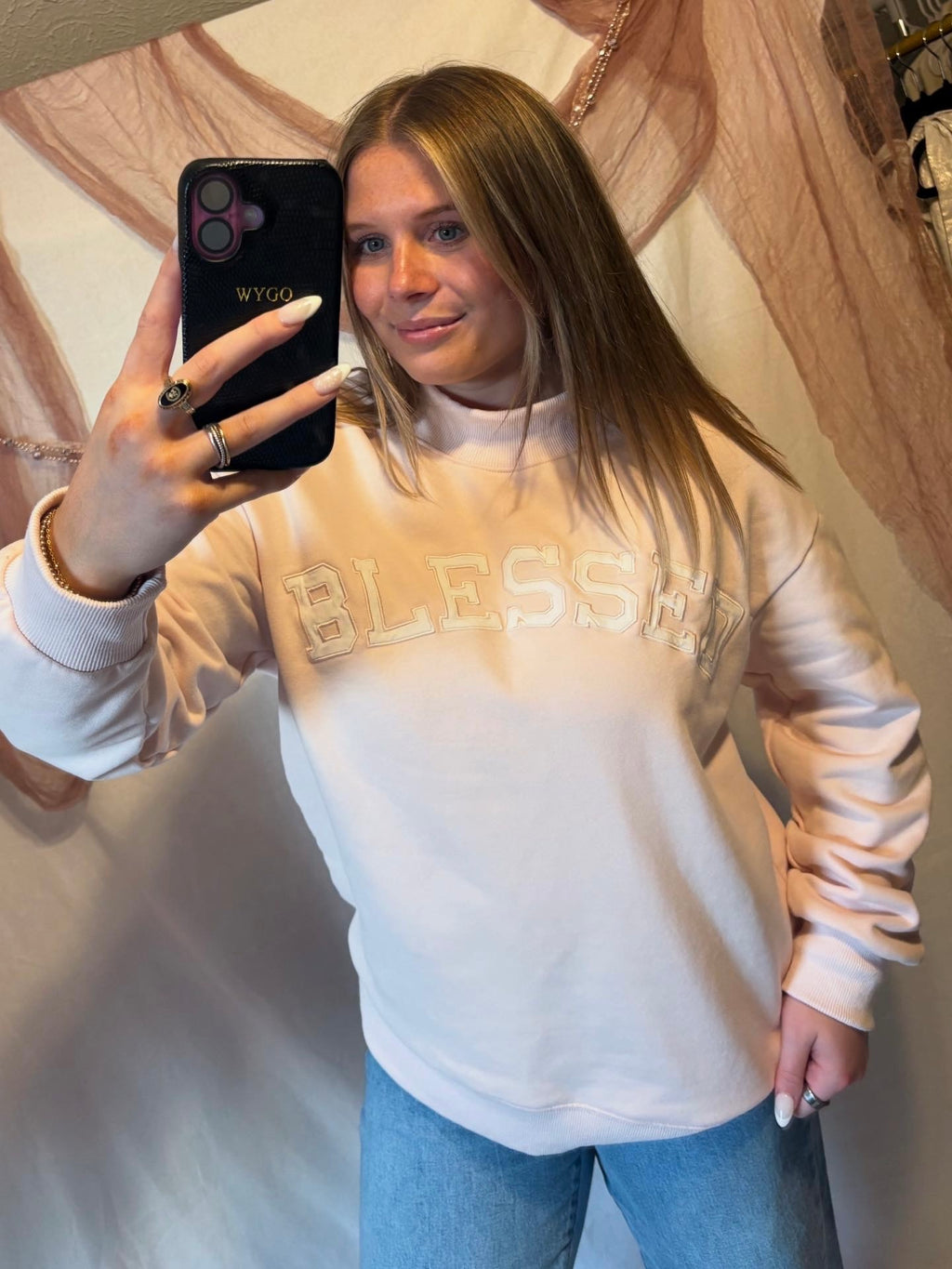 'BLESSED' MOCKNECK SWEATSHIRT