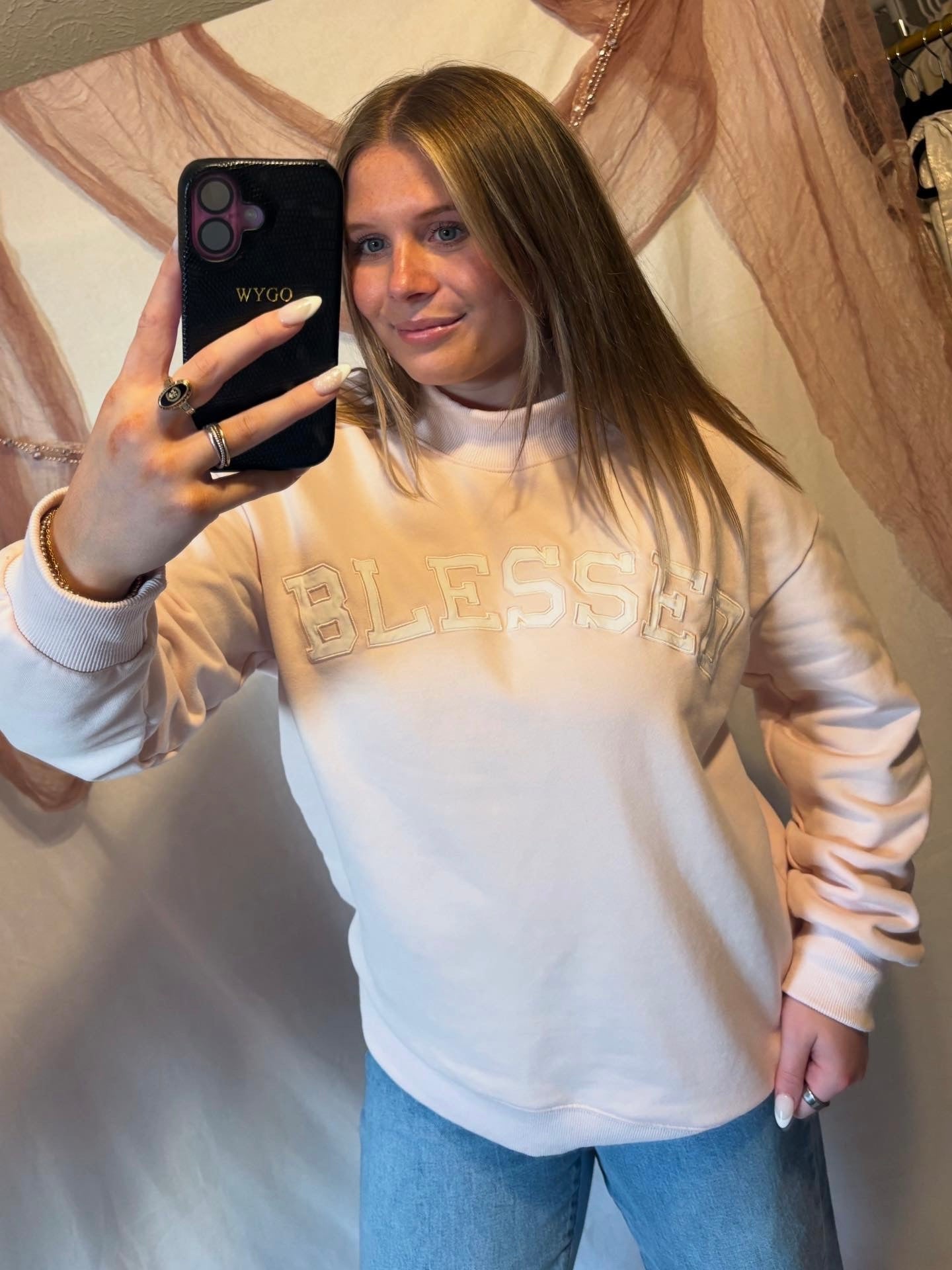 'BLESSED' MOCKNECK SWEATSHIRT