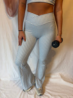 GINGHAM CROSSOVER FLARE LEGGINGS
