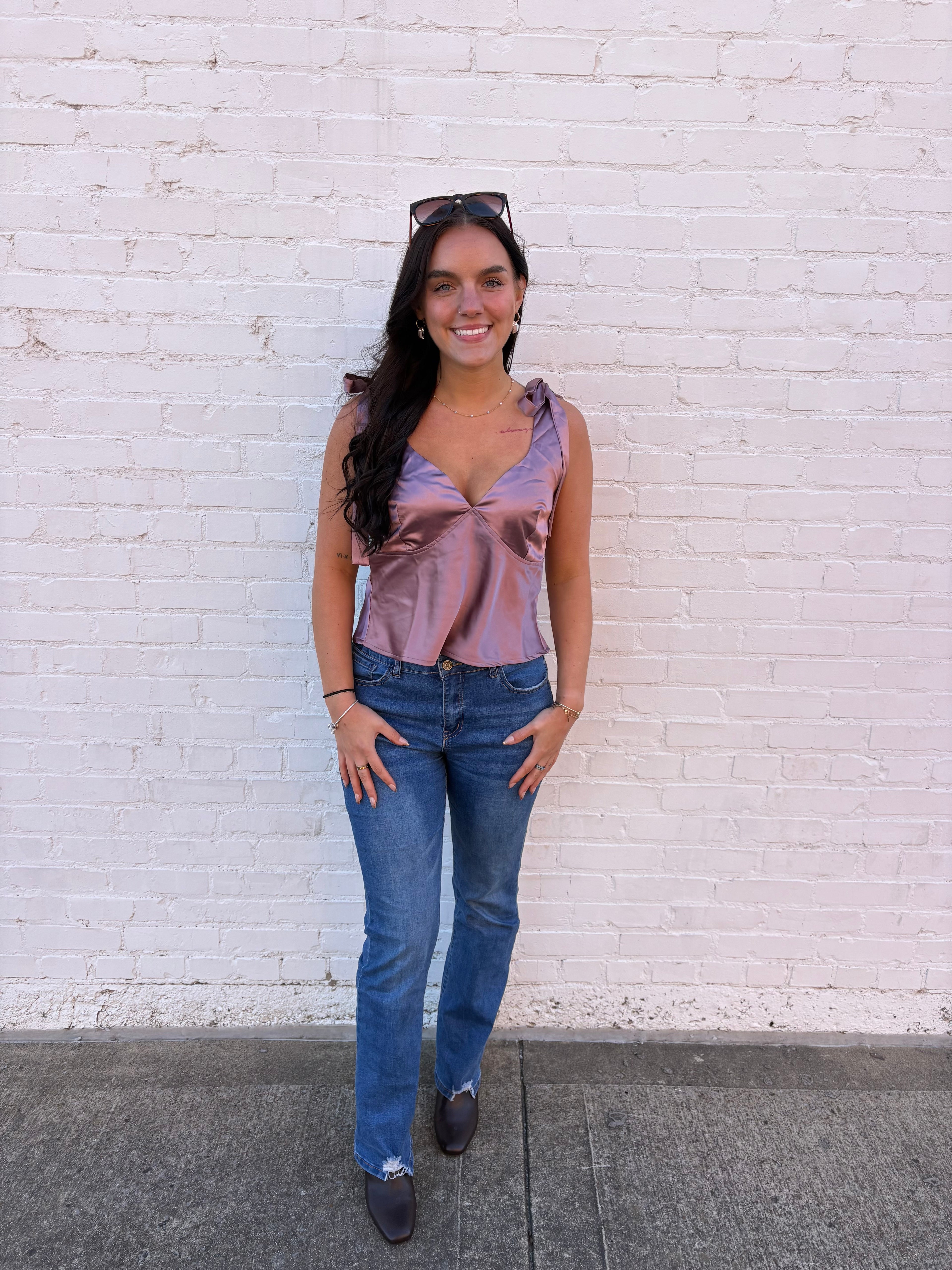 POP THE CHAMPAGNE SATIN TOP