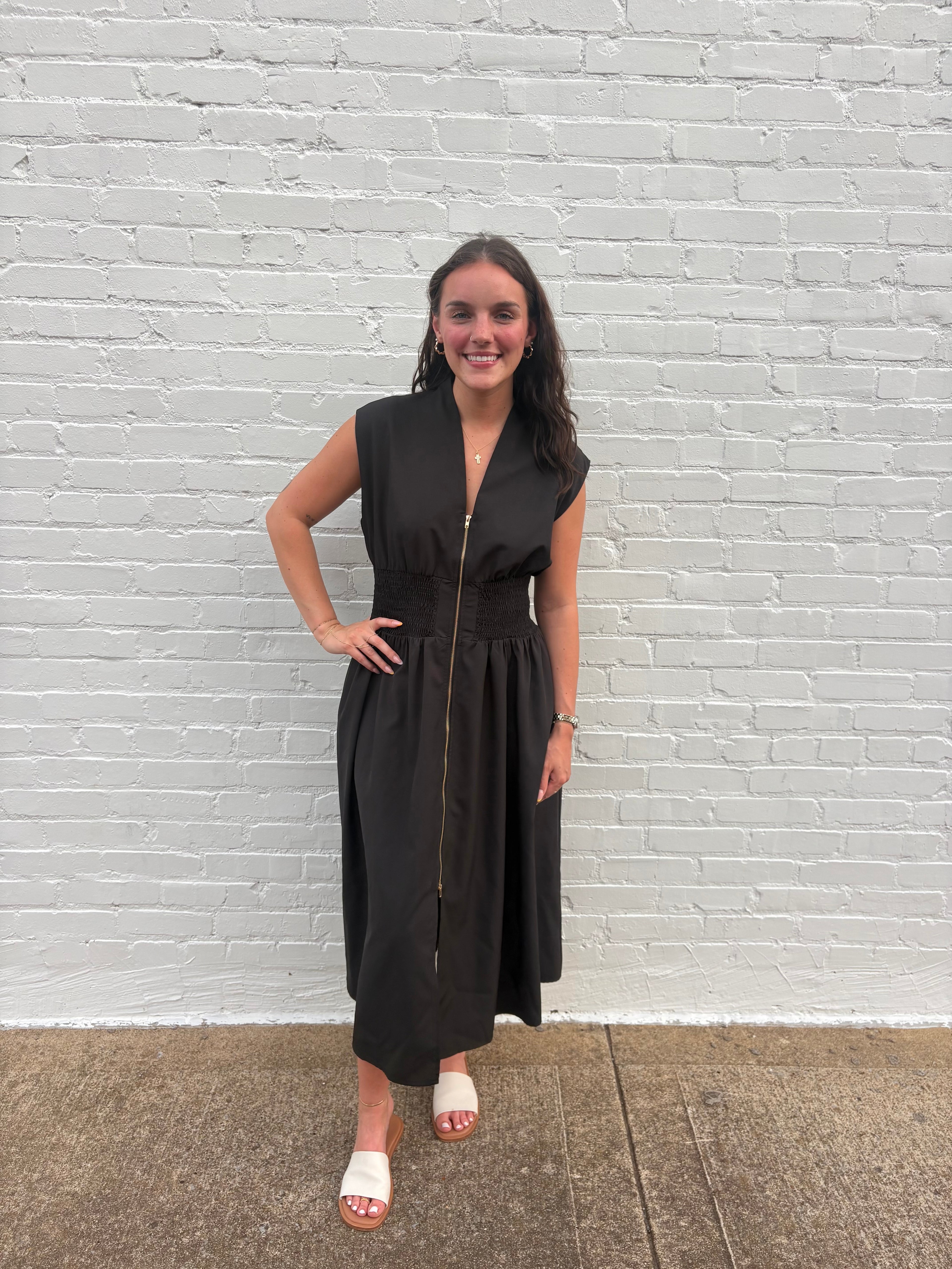 MONROE ZIP MIDI DRESS
