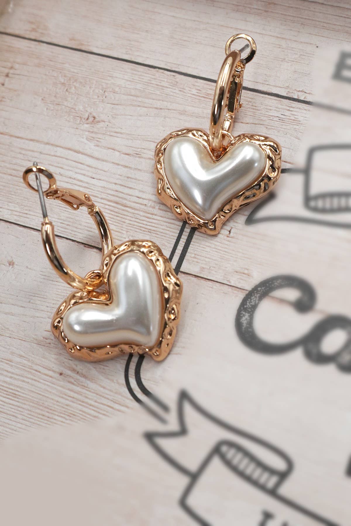 PEARL HEART DROP EARRINGS