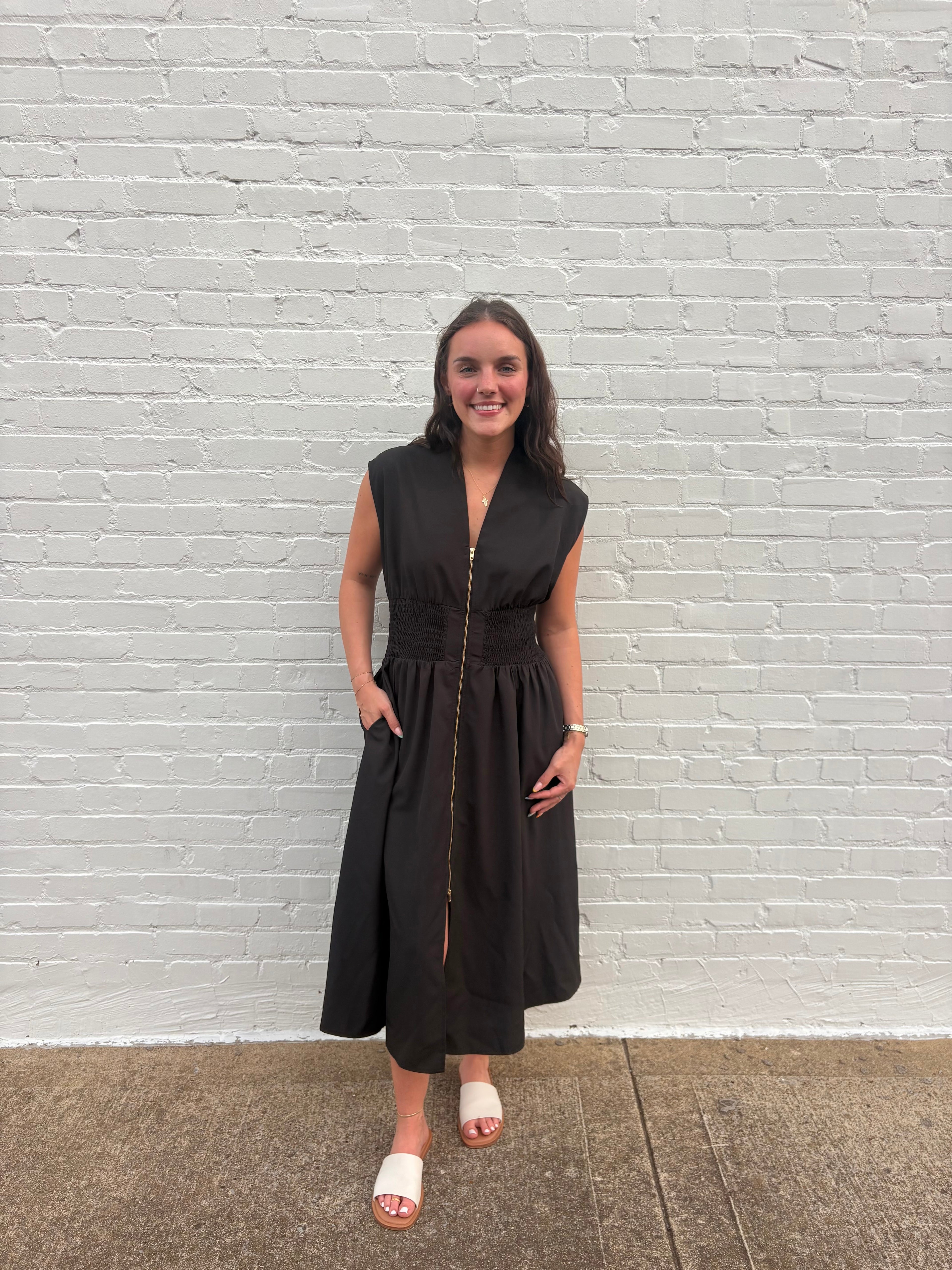 MONROE ZIP MIDI DRESS