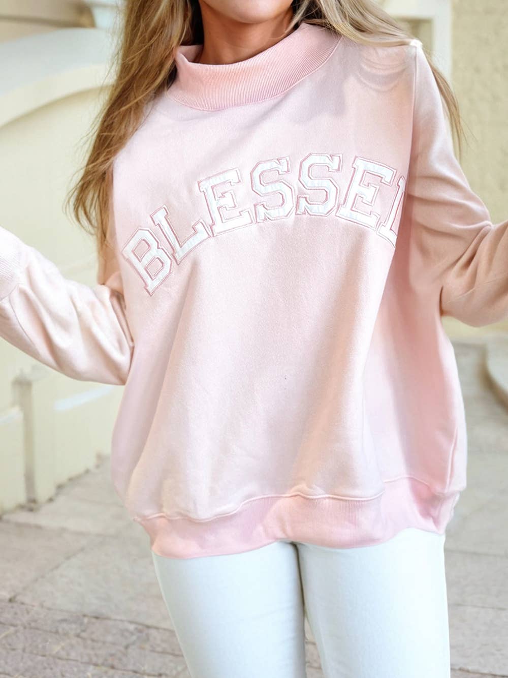 'BLESSED' MOCKNECK SWEATSHIRT