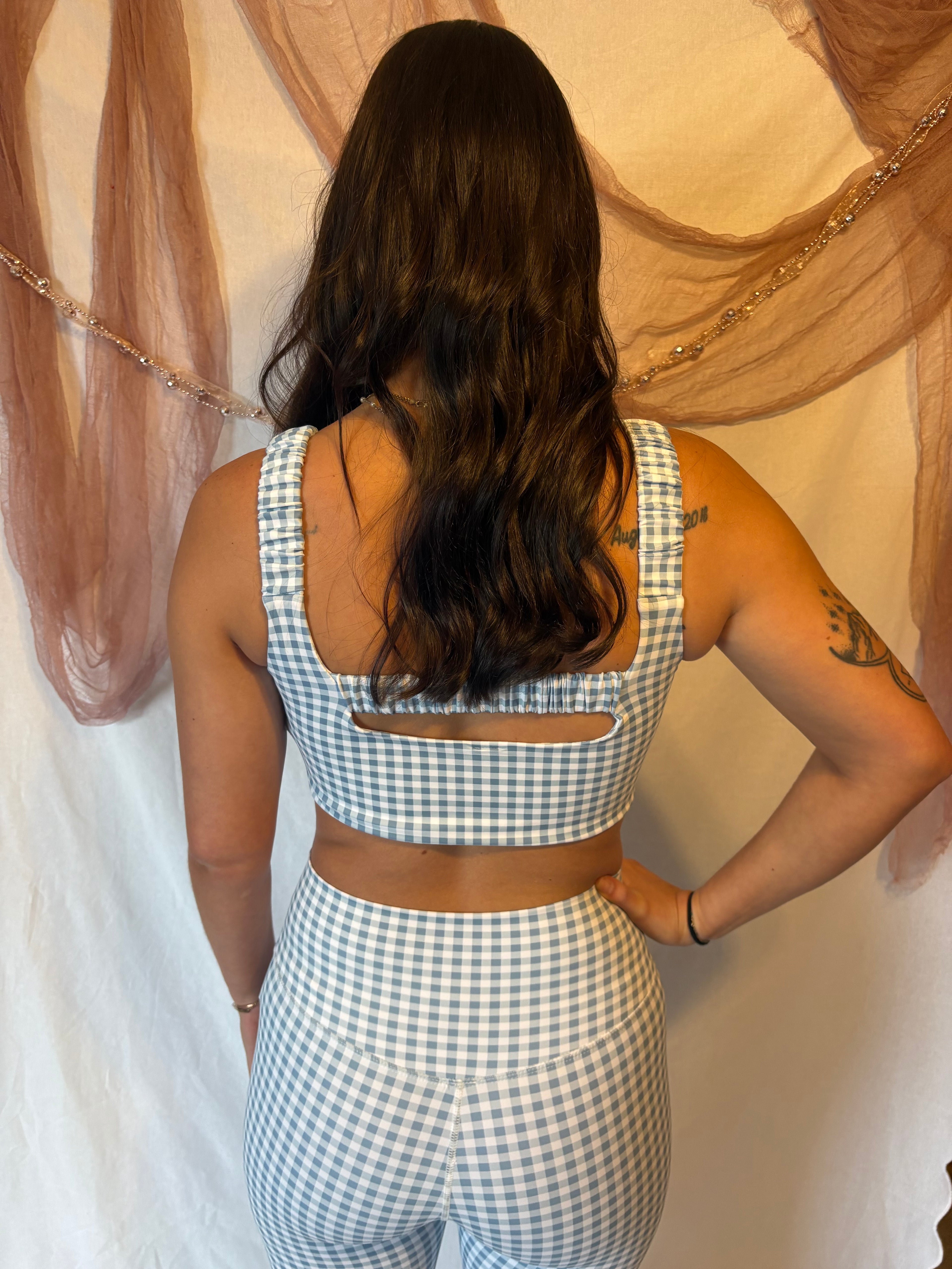 GINGHAM PRINT SPORTS BRA