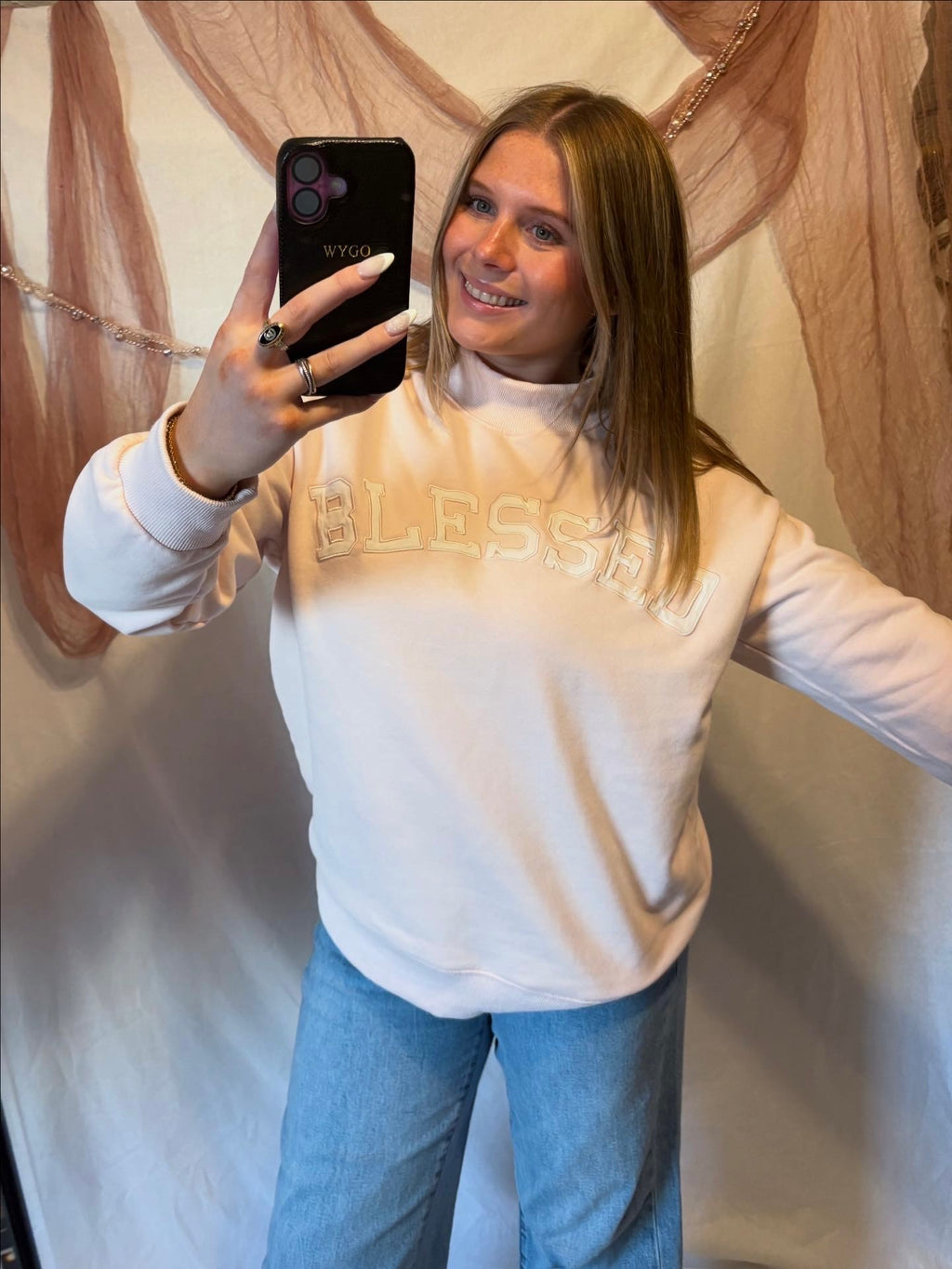 'BLESSED' MOCKNECK SWEATSHIRT