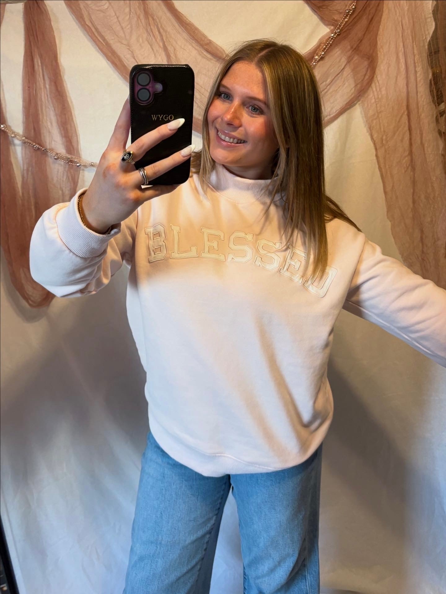 'BLESSED' MOCKNECK SWEATSHIRT