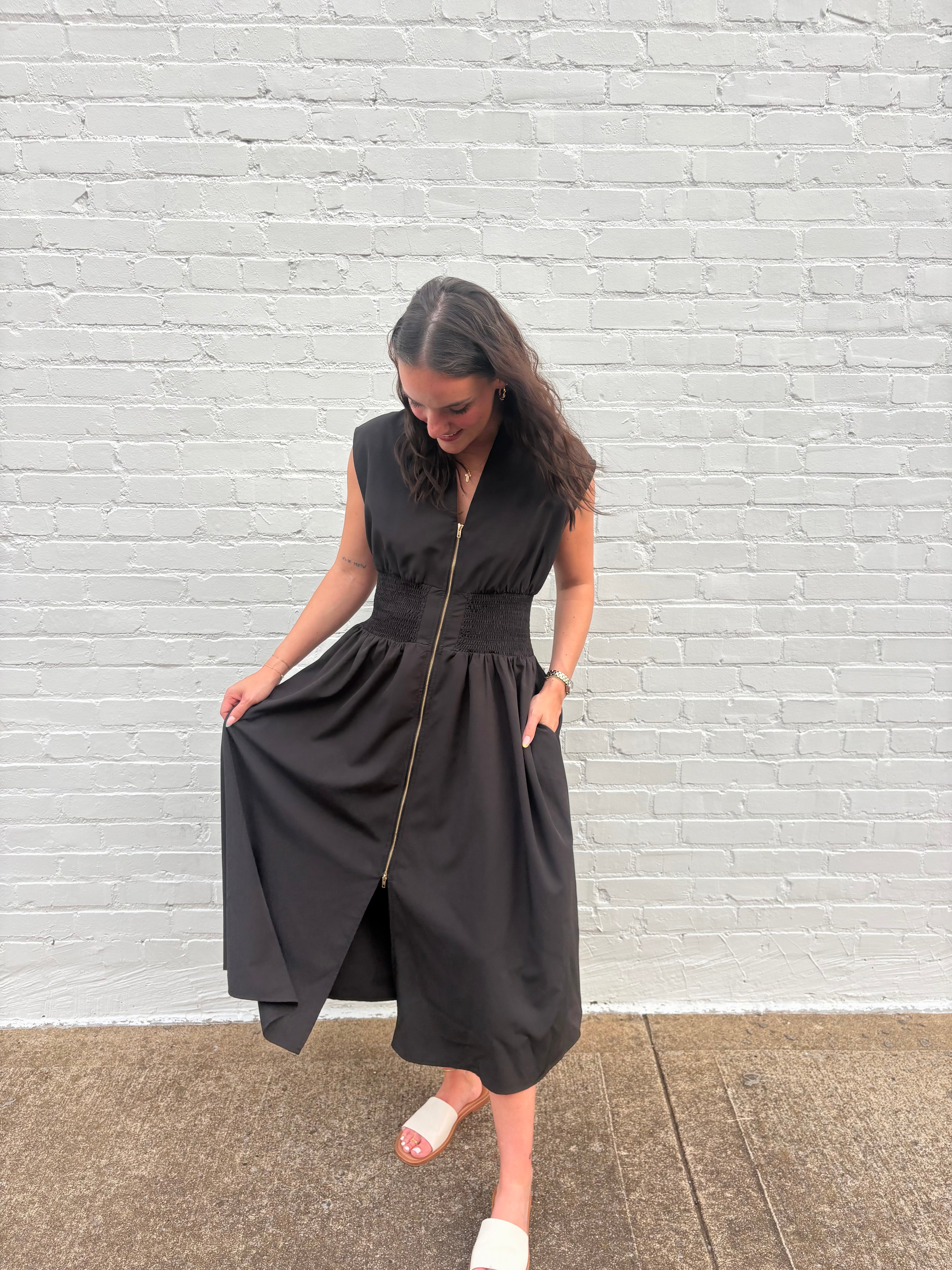 MONROE ZIP MIDI DRESS