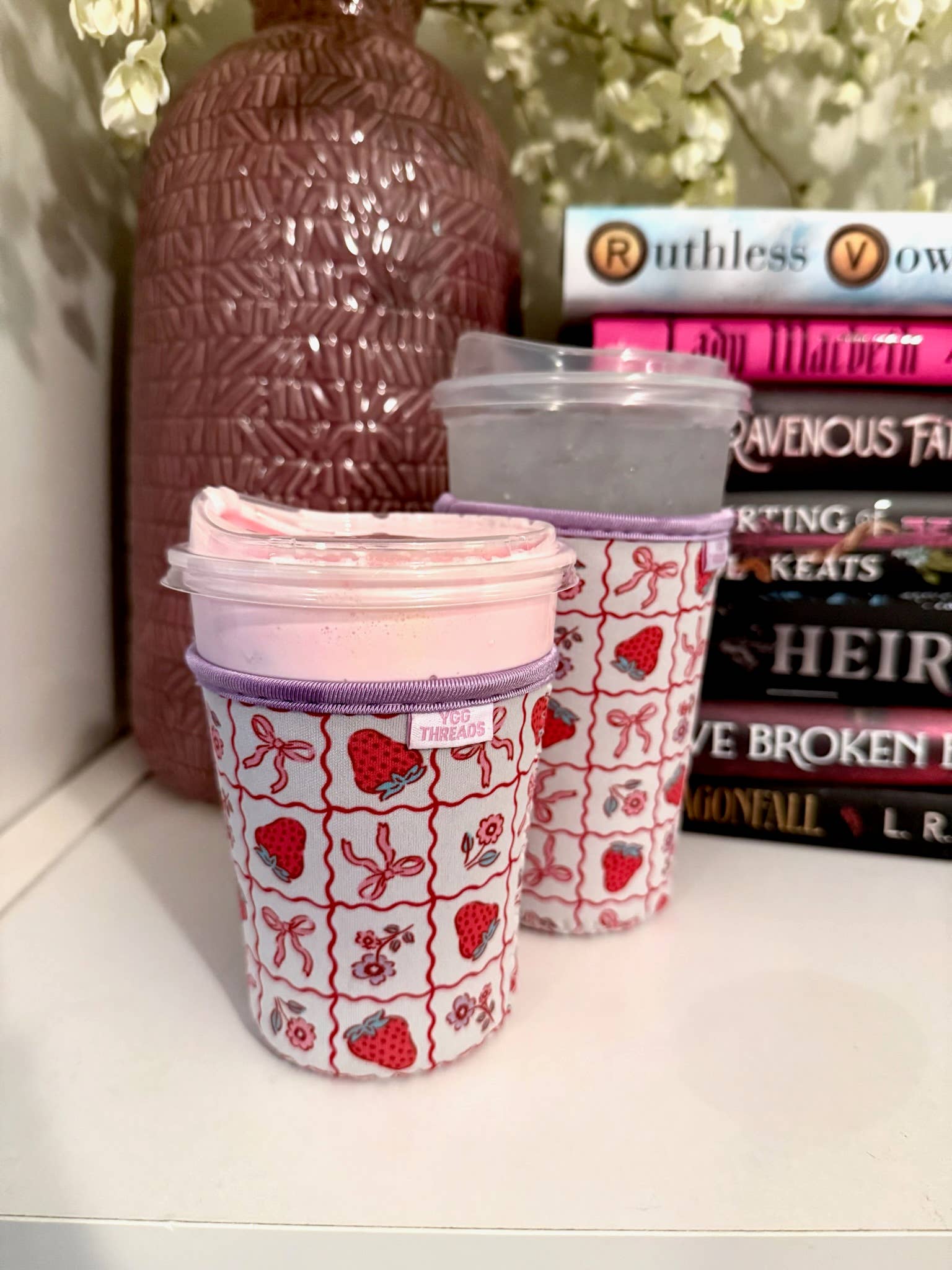 Strawberry Coquette Iced Coffee Drink Sleeve - Small