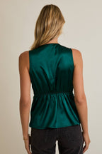 EMERALD TWIST SATIN TOP