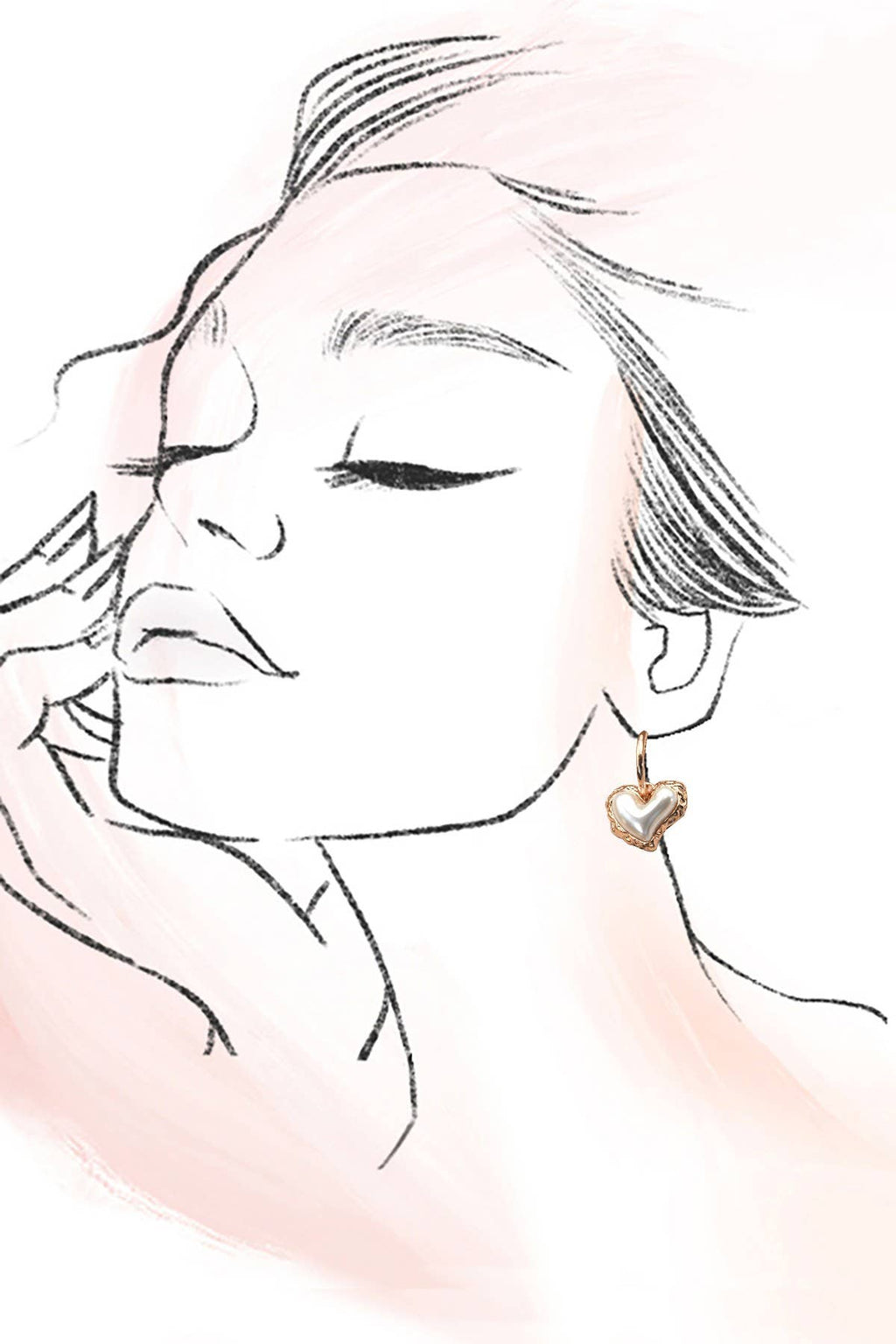 PEARL HEART DROP EARRINGS