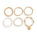 PEARL BEADED HEART BRACELET SET