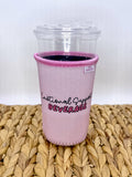Pink 'Emotional Support' Iced Coffee Drink Sleeve- Medium