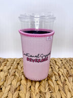 Pink 'Emotional Support' Iced Coffee Drink Sleeve- Medium